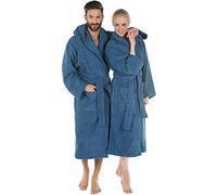 CelinaTex 5001169 - Albornoz de rizo con capucha, de algodón, para hombre y mujer, de calidad, mullida, con certificado Öko-Tex, talla M, color azul