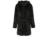 CelinaTex - Albornoz largo de microfranela con capucha y cremallera para mujer, XS-XL Negro M