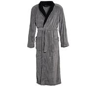 CelinaTex Albornoz Mujer Hombre con Cuello Bata Coral de Forro Polar Suave, Muy Suave y Agradable, Nevada 2 Colores, Microfibra, Anthrazit mit Schwarz, Medium