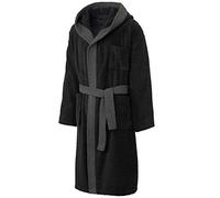 CelinaTex Borkum Albornoz Capucha Uni Largo Bolsillos de Parche Bolsillo de Pecho Caballeros 100% Algodón S Negro/Gris Antracita