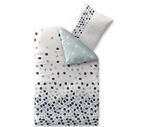 CelinaTex Fashion Iris Ropa de Cama Reversible Algodón Circulitos Blanco Azul Gris 155 x 200 cm
