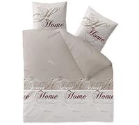 CelinaTex Fashion Ropa de Cama de 200 x 200 cm, 3 Piezas, algodón, Juego de Cama para Verano e Invierno, para Todo el año, Funda de edredón, Juego de Cama, diseño de Sarah, Palabras en Beige y marrón