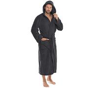 CelinaTex Florida Bademantel mit Kapuze L anthrazit Coral Fleece Damen Saunamantel Herren Morgenmantel Hausmantel