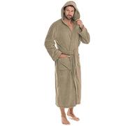 CelinaTex Florida Bademantel mit Kapuze M taupe Coral Fleece Damen Saunamantel Herren Morgenmantel Hausmantel
