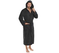 CelinaTex Florida Bademantel mit Kapuze S schwarz Coral Fleece Damen Saunamantel Herren Morgenmantel Hausmantel