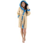 CelinaTex KOS Albornoz Capucha Bicolor Corto Bolsillos Laterales Señoras Vellón de Sherpa S Beige/Azul
