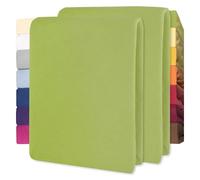 CelinaTex Lucina bebés niños sábanas Ajustables Camas para bebé Camas para niños algodón 2er-Set 60x120-70x140 cm Verde