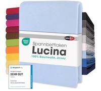 CelinaTex Lucina Sábanas Ajustables Revestimiento para Cama Boxspring algodón 140x200-160x200 cm Azul Agua