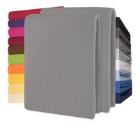 CelinaTex Lucina Sábanas Ajustables Revestimiento para Cama Boxspring algodón 2er-Set 140x200-160x200 cm Gris Oscuro