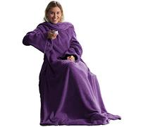 Celin ATEX Manta con Mangas 150 x 180 cm + 35 cm Soporte Funda Colcha Manta Funda Microfibra Manta Supersuave TV Forro Polar Lila