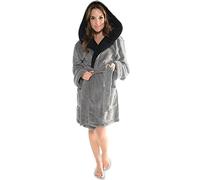 CelinaTex Miami - Albornoz para Mujer, poliéster, Gris/Negro, Small