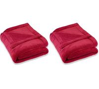 CelinaTex Montreal Manta Suave Manta de Microfibra Tejido de colarina 150 x 200 cm Rojo (Paquete de 2)