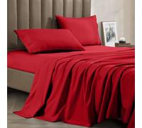 Celine, Mejor, más Suave, coziest Cama Sábanas Ever. 1800 Hilos Egipcio Calidad Arrugas de 4 Piezas con Profundo Bolsillos 100% hipoalergénico, Completo, Color Rojo