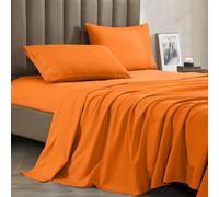 Celine, Mejor, más Suave, coziest Cama Sábanas Ever. 1800 Hilos Egipcio Calidad Arrugas de 4 Piezas con Profundo Bolsillos 100% hipoalergénico, Reina Vibrant Naranja