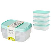 Celino® - Juego de recipientes de plástico para almacenamiento de alimentos, 4 x 1 litro, apto para microondas y congelador, sin BPA
