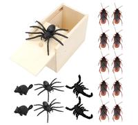 Celiodd Caja Araña Broma,Caja con Araña Broma,Spider Prank Box,Viene con 6 Piezas de Repuesto para Insectos y 10 Piezas para Cucarachas, Halloween y el Día de los Inocentes