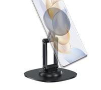 Cell Phone Holder for Desk, Magnetic Cell Phone Holder, Aluminum Alloy Adjustable Height Foldable Metal Bracket Cradle, 360 Degree Rotating Mount for Most Smartphones and Tablets, 10.8x9.6x2.6cm