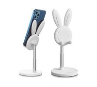 Cell Phone Stand, Rabbit Pattern, Lovely, Adjustable Height And Angle, Compatible with Smartphone And Other 4-10 Devices, White