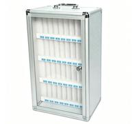 Cell Phone Storage Locker with Key Lock for Classroom and Office | Silver aluminum frame, PVC density board, pearl cotton lining, wall mount or countertop(36(11.2x7.9x20.9in))