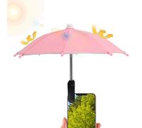 Cell Phone Umbrella Clip On Sun Protection Accessory | Portable Rainproof Anti Reflective Mini Umbrella for Smartphones, Travel Camping Outdoor Beach Pool Car, Lightweight Polyester