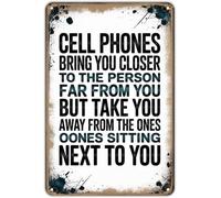 Cell Phones Bring You Closer Retro Traffic Style Metal Sign For Porch Entryway Hallway Wall-Art 8 X 12 in