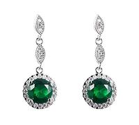 Cellacity-Pendientes Redondos de Piedras Preciosas para Mujer, joyería de Plata 925 en Forma de Gota de Agua, Gotas para Las Orejas de ópalo de Estilo Largo, Regalo de Color Oro Rosa