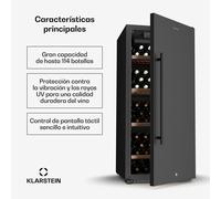CellarMax vinoteca | 114 Botellas | Compresor | Eficiencia energética E Klarstein