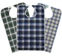 Celley Paquete de 3 baberos para adultos con recogedor de migas, protectores de ropa impermeables y reutilizables para hombres y mujeres mayores