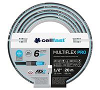 Cellfast Manguera de jardín MULTIFLEX PRO, Duradera, 6 Capas Trenzada ATS2, Resistente a los rayos UV y a las algas, sin metales pesados, Tecnología de terciopelo, 35 bar, -20/65 ° C a 1/2 ", 20 m
