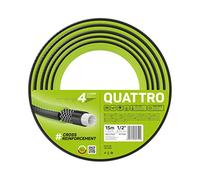 Cellfast Manguera de jardín QUATTRO Duradera, Ligero de 4 capas, resistente a los rayos UV, Manguera de hilo, Trenzado Cruz, 20 bar, 1/2" 15 m, 10-064