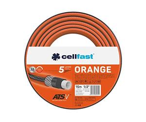 Cellfast Naranja ATSV Manguera de jardín de 5 capas, tejido de camiseta resistente a los rayos UV, 24 bar, presión de rotura (1/2", 15 m), color azul