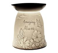 Cello Amazing Mum - Quemador de cera y aceite para mamá, decoración del hogar de porcelana, seguro para niños, para mamá de hija e hijo, elegante decoración de dormitorio y habitación, fragancia tu