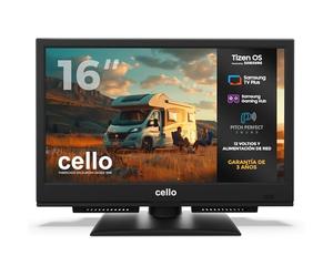 Cello CTRAV-16TZ Smart TV de 16 Pulgadas, 12 V/230 V, Tizen OS de Samsung, Gaming Hub, Bluetooth y sintonizador Triple