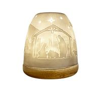 Cello Portavelas alto de porcelana, diseño de belén con imagen de proyección 3D para velas LED perfumadas sin perfume, calentador de cera, adorno de regalo para el hogar, dormitorio, mamá y papá
