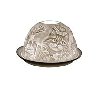 Cello Portavelas de porcelana con diseño de gato, imagen de proyección 3D y mensaje, sin perfume, calentador de cera LED, amantes de los animales, regalos de naturaleza, adorno para el hogar para