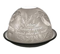 Cello Portavelas de porcelana, diseño de petirrojo, un portavelas que proyecta una imagen amorosa 3D. Adorno de petirrojo - Uso con velas de té o luces LED para mujer.