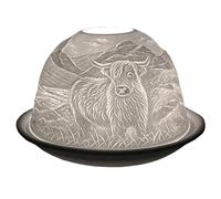 Cello Portavelas de porcelana, diseño de vaca de las tierras altas, un portavelas que proyecta una imagen amorosa 3D. Adorno de vaca de las tierras altas, uso con velas de té o luces LED, regalos de