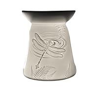 Cello Quemador de cera fundida, diseño de libélula, quemador de luz de té, porcelana, litofane, grabado, adecuado para derretir cera, aceites esenciales, aceites aromáticos