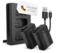 CELLONIC 2X Batería para Cámara Compatible con Sony ILCE-6000 (α6000), A6400 ILCE-6400, Alpha 6400 ILCE-6400, NP-FW50 - (1030mAh, 7.4V) + Cargador Doble