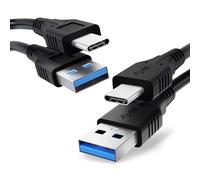 CELLONIC 2X Cable USB Datos (Conector Largo, 1m) Compatible con móviles Blackview BV9900, BV9800 Pro, BV9700 Pro, BV6800 Pro, BV6600, BV6300 Pro Cable Carga USB C a USB A 3.1 Gen 1 3A Negro PVC