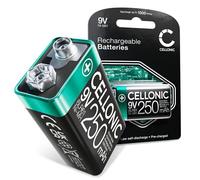 CELLONIC Batería Recargable 9V - Batería NiMH 9V / E Block / 6F22 / 6LR61 / AM-61 de Larga duración (1 Pieza, 250mAh) Compatible con micrófono, Detector de Humo, Juguete, walkie-Talkie