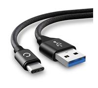 CELLONIC® Cable de Datos 3.1 Gen 1 2m Compatible con Marshall Emberton, Minor III, Major IV, Stockwell II, Motif ANC, Mode II, Cable Carga USB C Type C a USB A 3A Negro Nylon para Auriculares