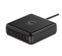 CELLONIC Cargador USB-C 200W GAN, Estación de Carga 6 Puertos con Power Delivery y QC 3.0 para Portátil, Tablet y Móvil