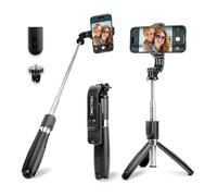CELLONIC Palo selfie 2 en 1 y trípode - 1 m extensible para selfies y trípode plegable con mando a distancia Bluetooth para teléfono móvil y cámara compatible con iPhone, GoPro, Android y más