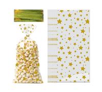 Cellophane Bags Star Pattern - Clear Treat Containers with 60 Ties, Food Safe Treat Bags, Homemade Bakery Storage, Decorative Candy Packaging for, Christmas, Party Favors