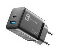 Cellularline | Cargador de Red Multipower Micro | Super Fast Charger 45W con 2 Puertos USB-C - Equipado con tecnología GAN - Compatible con Smartphone, iPhone, Tablet, iPad, Laptop y MacBook