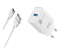 Cellularline | Caricabatterie da Rete | Caricabatterie da rete adattivo 18W con cavo USB-C