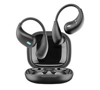cellularline Auriculares inalámbricos NEBIT con Asistente de Voz, traducción en Tiempo Real en más de 100 Idiomas, transcripción instantánea, resúmenes IA, diseño Open-Ear, Pantalla LED, Negro