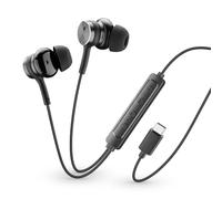 cellularline Auriculares intrauditivos Viper con Conector USB-C, cancelación Activa de Ruido, micrófono, Controles Integrados y Cuerpo de Metal en Color Negro