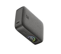 Cellularline batería Externa PowerView IQ 10.000 mAh con Pantalla TFT Inteligente, Salida USB-C 45 W, USB-A 18 W, Carga rápida y Doble Dispositivo, Acabado en Tela, Negro